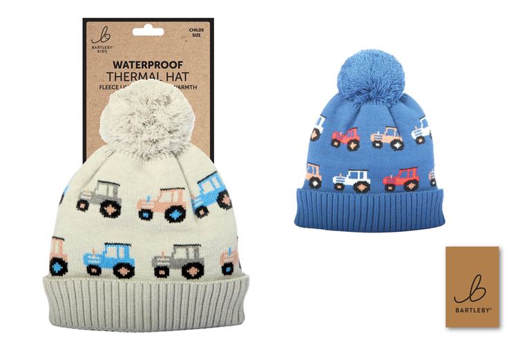 Childs Waterproof Tractor Bobble Hat